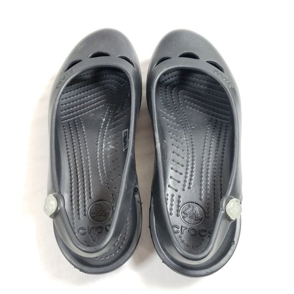 Crocs Womens Black Kadee Flats With Floral Detail Size 8 - Picture 8 of 10